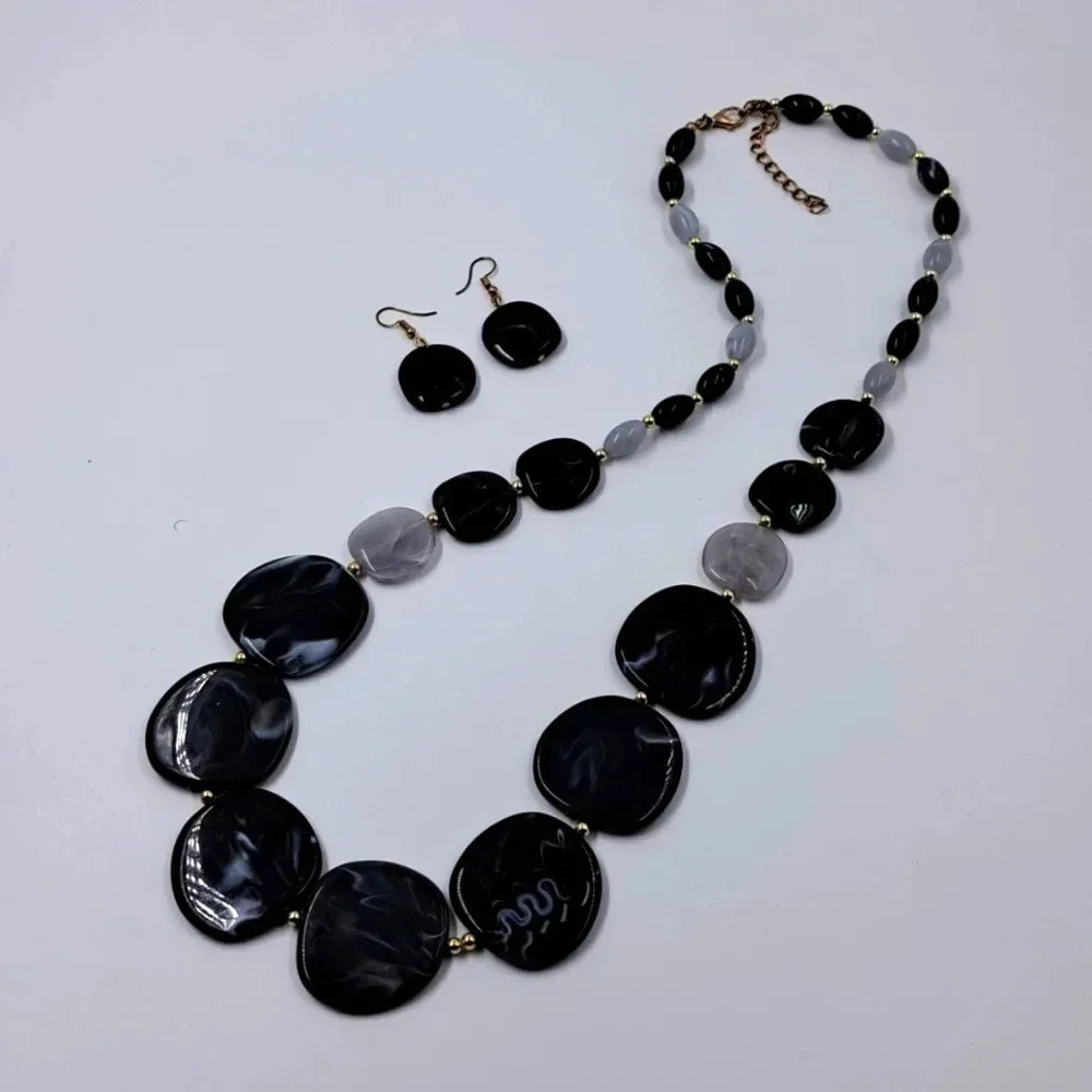 Fashion Accessories | Black Statement | Gold Accent beads | 2 piece set